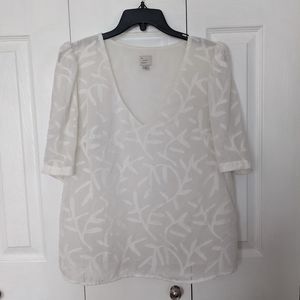 Medium Layered White Blouse with Puff Sleeve - A New Day